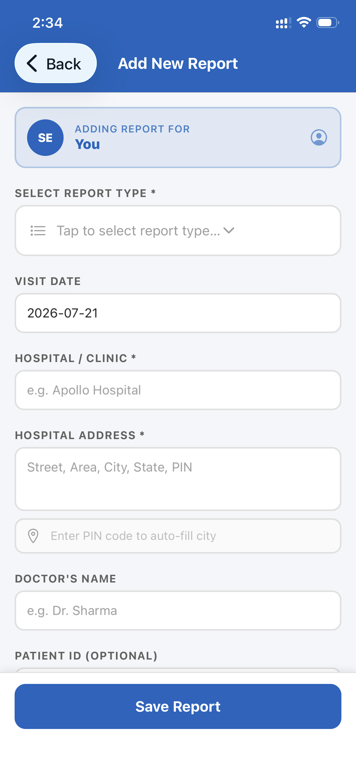 Add New Report